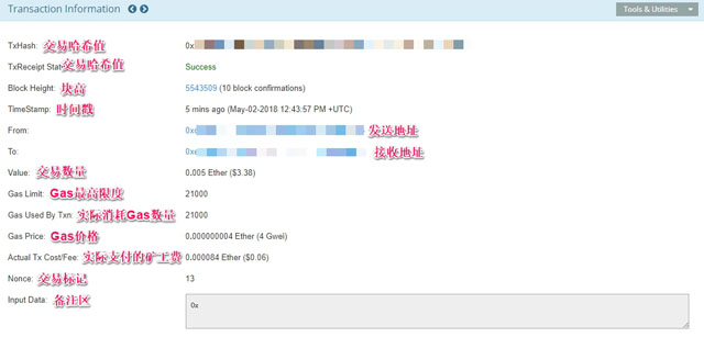 通过交易哈希值查询交易信息